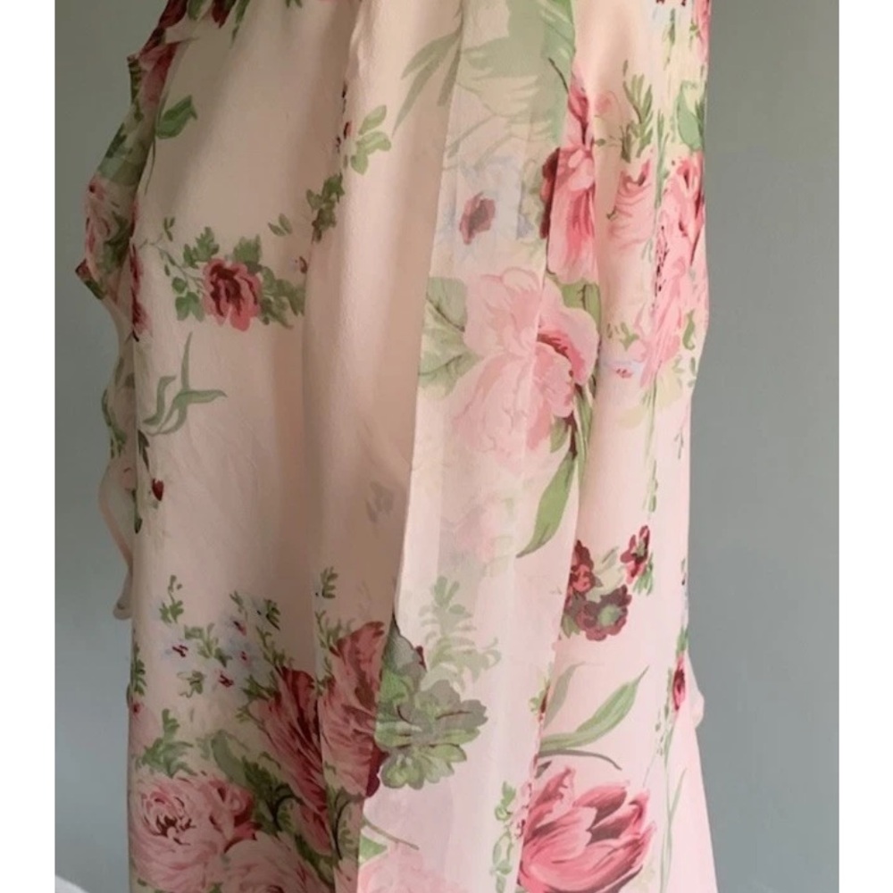 Laura Ashley Pink Floral Ruffle Silk Blouse - Picture 8 of 8